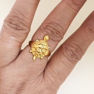 Fine Jewelry 18 Kt Hallmark  Solid Yellow Gold Tortoise Ring Size 6-10