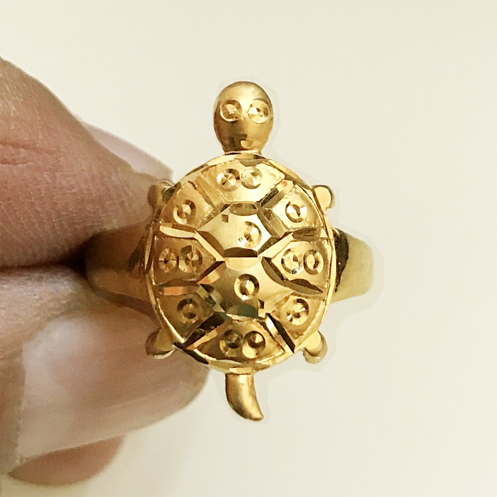 Fine Jewelry 18 Kt Hallmark  Solid Yellow Gold Tortoise Ring Size 6-10