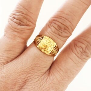 Fine Jewelry 18 Kt Hallmark  Solid Yellow Gold Men'S Ring Size 8-12