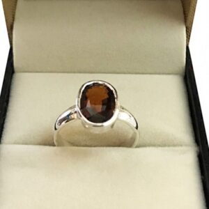 14 Kt  Solid White Gold Natural Clear Hessonite Gemstone Ring Size 6-9