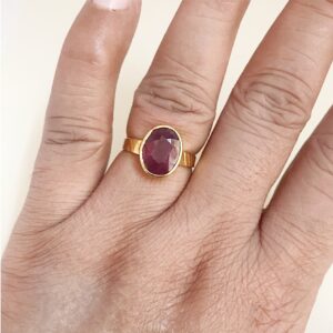 18 Kt  Yellow Gold Natural Clear Genuine Ruby Gemstone Ring Size 6-10