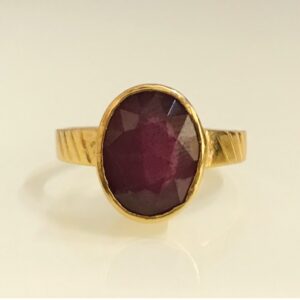 18 Kt  Yellow Gold Natural Clear Genuine Ruby Gemstone Ring Size 6-10