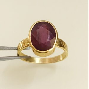 18 Kt  Yellow Gold Natural Clear Genuine Ruby Gemstone Ring Size 6-10