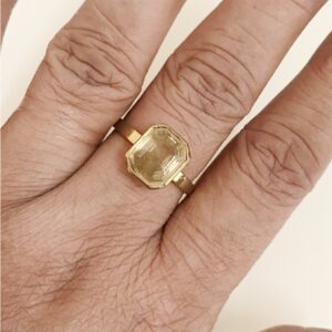 22 Kt Yellow Gold Natural Yellow Sapphire Gemstone Ring Size 7-11