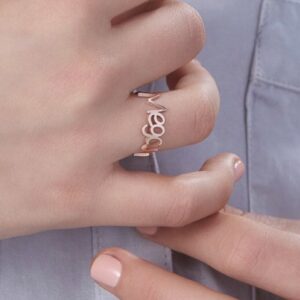 14 Kt  Solid Rose Gold Personalized Custom Named Wedding Ring Size 5-9