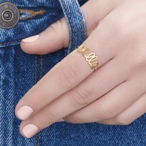 18 Kt   Yellow Gold Personalized Custom Named Wedding Ring Size 6-9