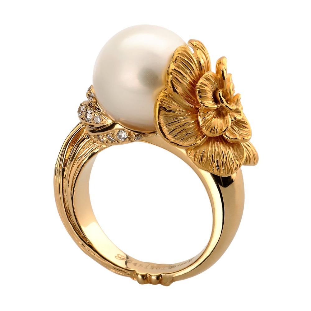 Fine Jewelry 18 Kt Hallmark  Yellow Gold Pearl Women'S Ring Size 6,7,8