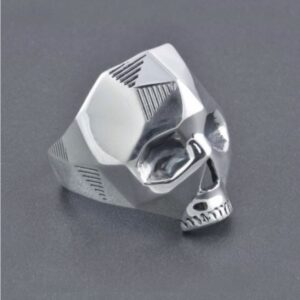 Fine Jewelry 18 Kt  Solid White Gold Skull Men'S Biker Ring Size 8-11