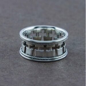 18 Kt   White Gold Engagement Ring Wide 10 mm Wedding Band Size 6-9