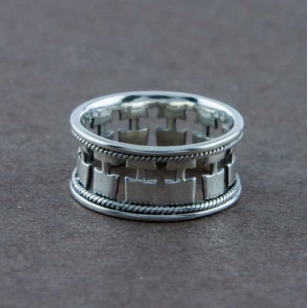 18 Kt   White Gold Engagement Ring Wide 10 mm Wedding Band Size 6-9
