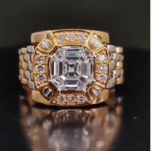 18 Kt  Yellow & White Gold Size 8,9,9.5,10,11 CZ Engagement Men's Ring