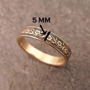 Fine Jewelry 18 Kt   Yellow Gold Petunia Floral Band Ring Size 6-9