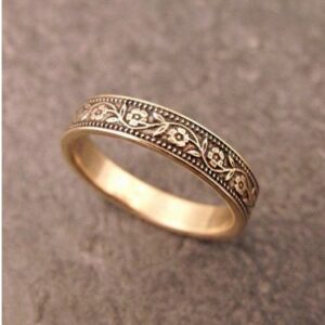 Fine Jewelry 18 Kt   Yellow Gold Petunia Floral Band Ring Size 6-9