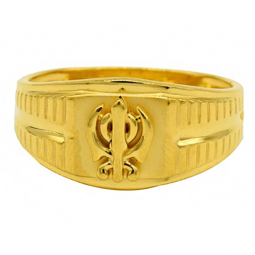 Sikh Khanda Khalsa 22 Kt Hallmark   Yellow Gold Men'S Ring Size 9-11