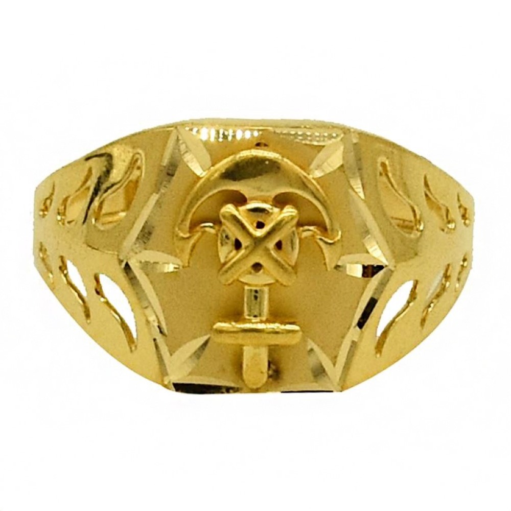 Fine Jewelry 22 Kt Hallmark   Yellow Gold Anchor Men'S Ring Size 8-10