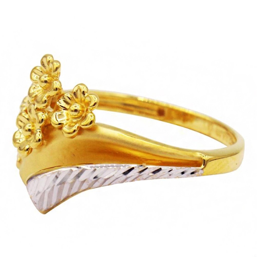 Fine Jewelry 22 Kt Yellow Gold Wedding Women'S Flower Ring Size 6,7 - Image 2