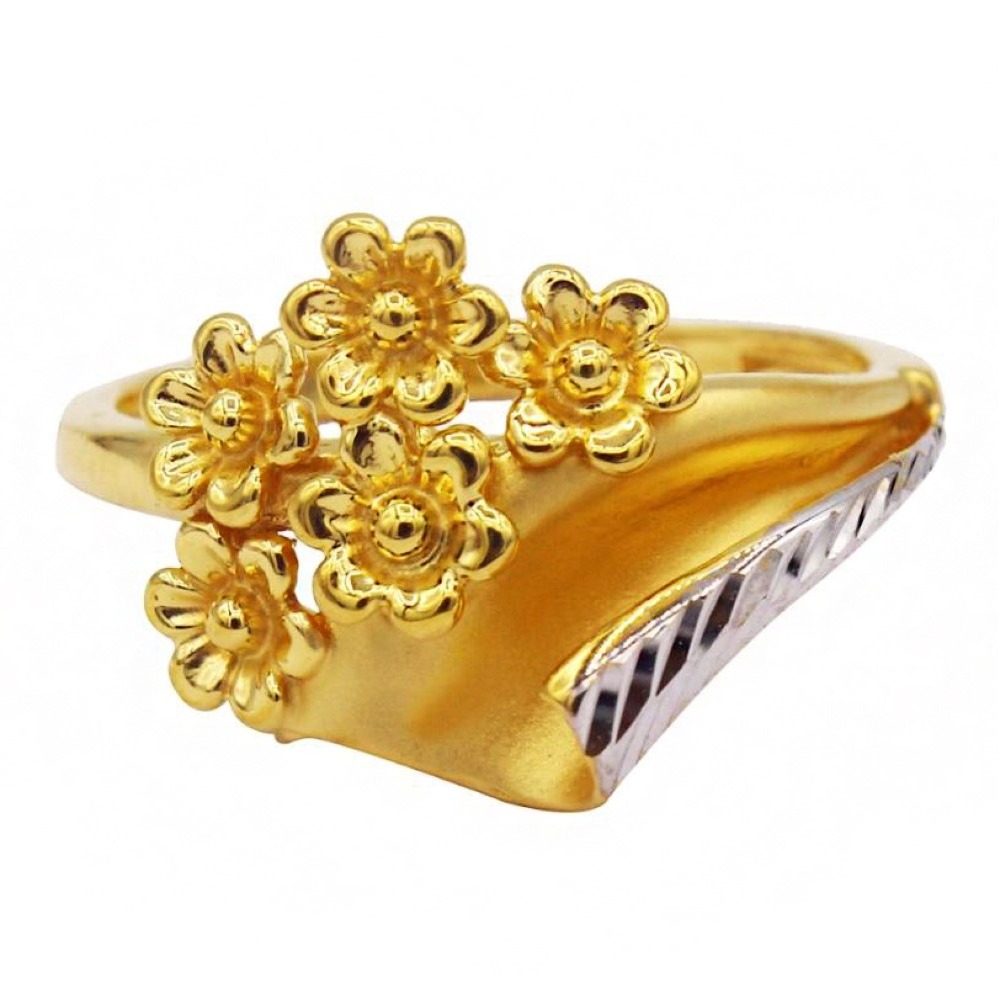 Fine Jewelry 22 Kt   Yellow Gold Wedding Women'S Flower Ring Size 6,7