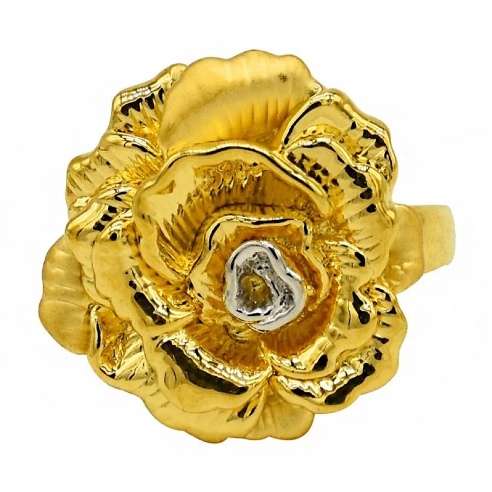 Fine Jewelry 22 Kt   Yellow Gold Wedding Bridal Women'S Flower Ring