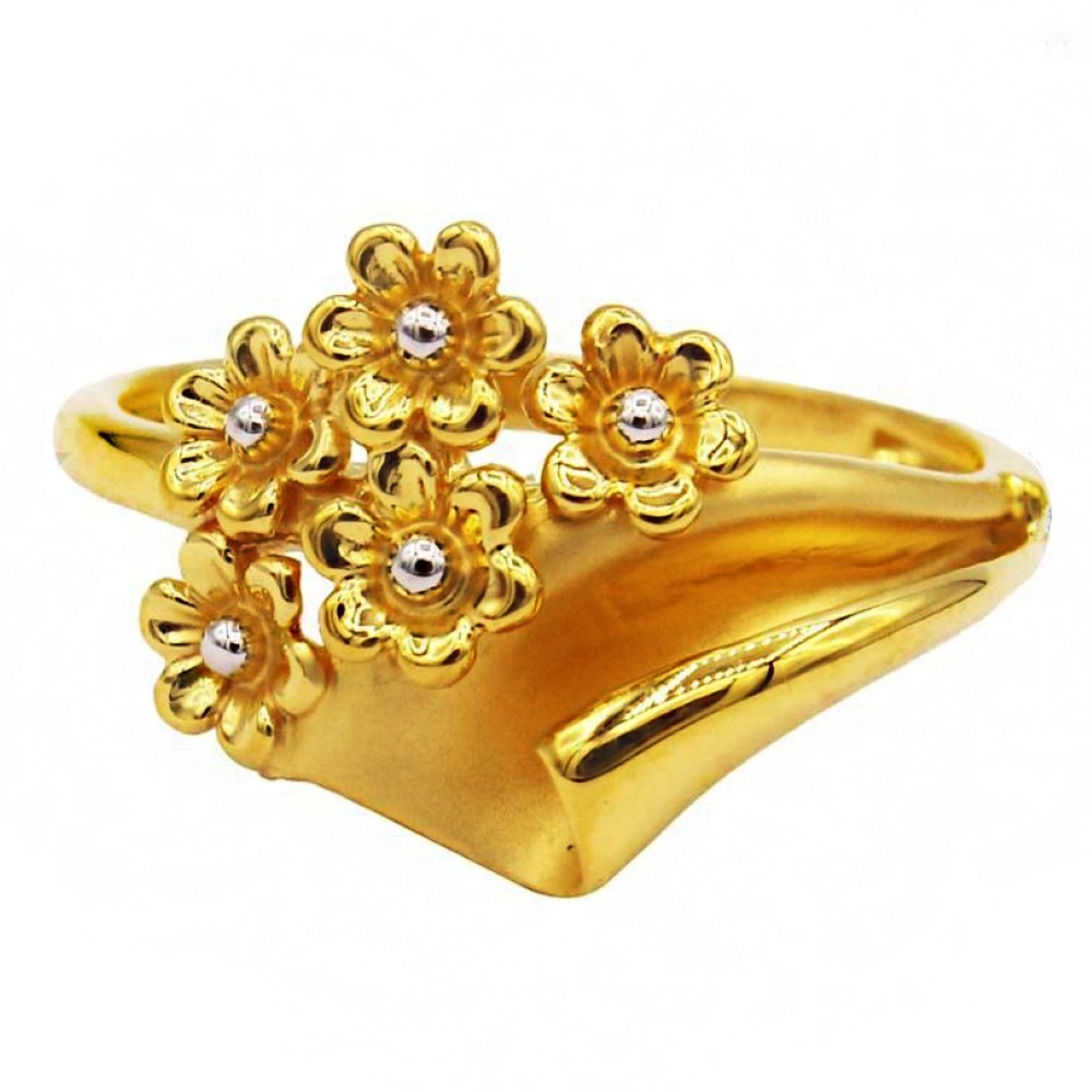 Fine Jewelry 22 Kt   Yellow Gold Wedding Women'S Flower Ring Size 6,7