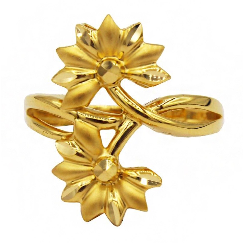Fine Jewelry 22 Kt   Yellow Gold Women'S Twin Leaves Ring Size 5,6,7,8
