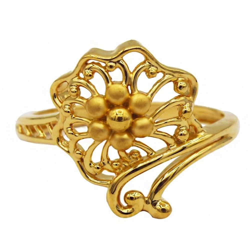 Fine Jewelry 22 Kt  Yellow Gold Wedding Engagement Women'S Flower Ring
