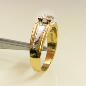 0.91 Ct Round Solitaire Natural Real Diamond 14 Kt Solid Yellow Gold Men'S Ring