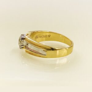 0.91 Ct Round Solitaire Natural Real Diamond 14 Kt Solid Yellow Gold Men'S Ring