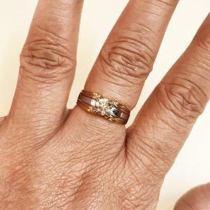 0.91 Ct Round Solitaire Natural Real Diamond 14 Kt Solid Yellow Gold Men'S Ring