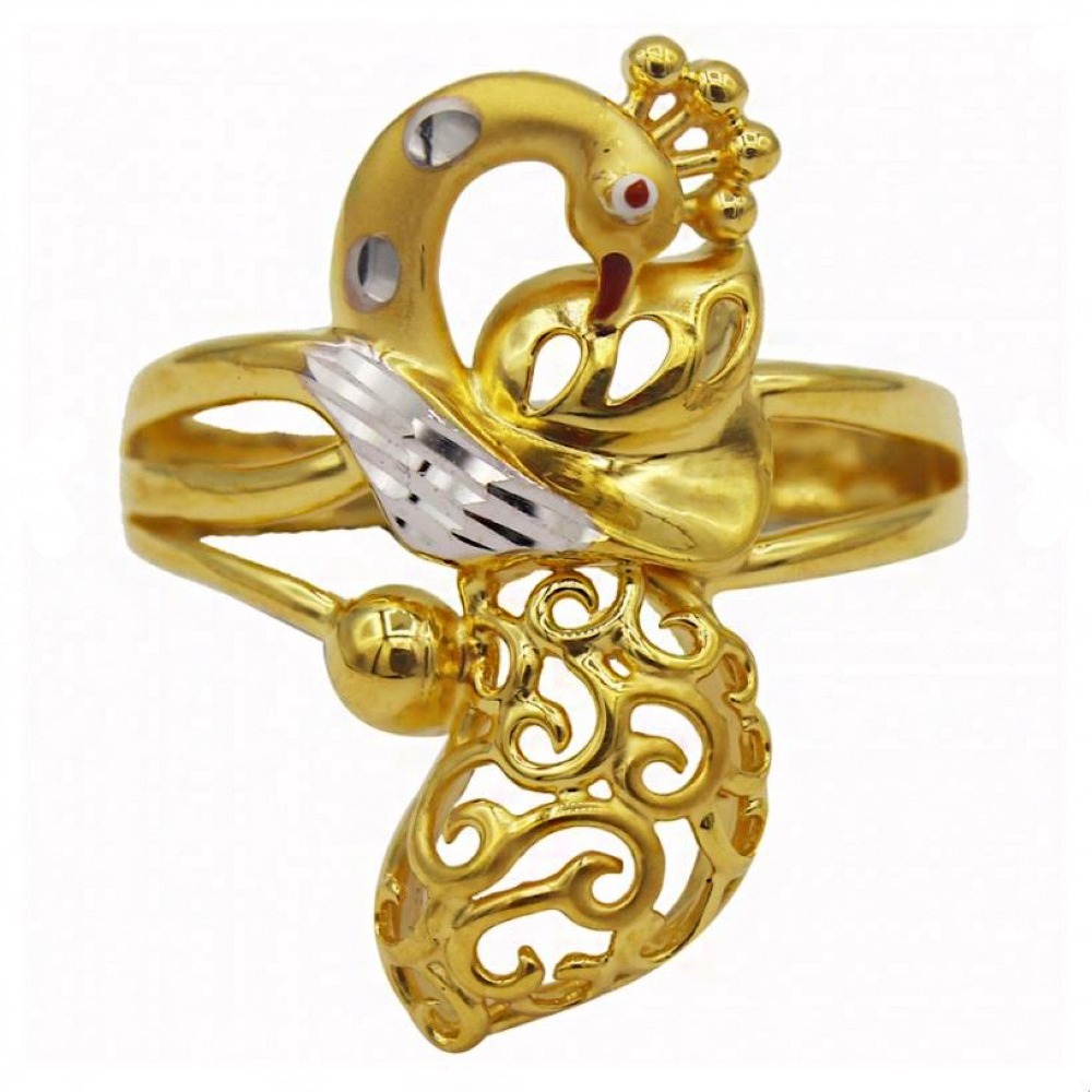 Fine Jewelry 22 Kt  Yellow Gold Peacock Women'S Finger Ring Size 5,6,7
