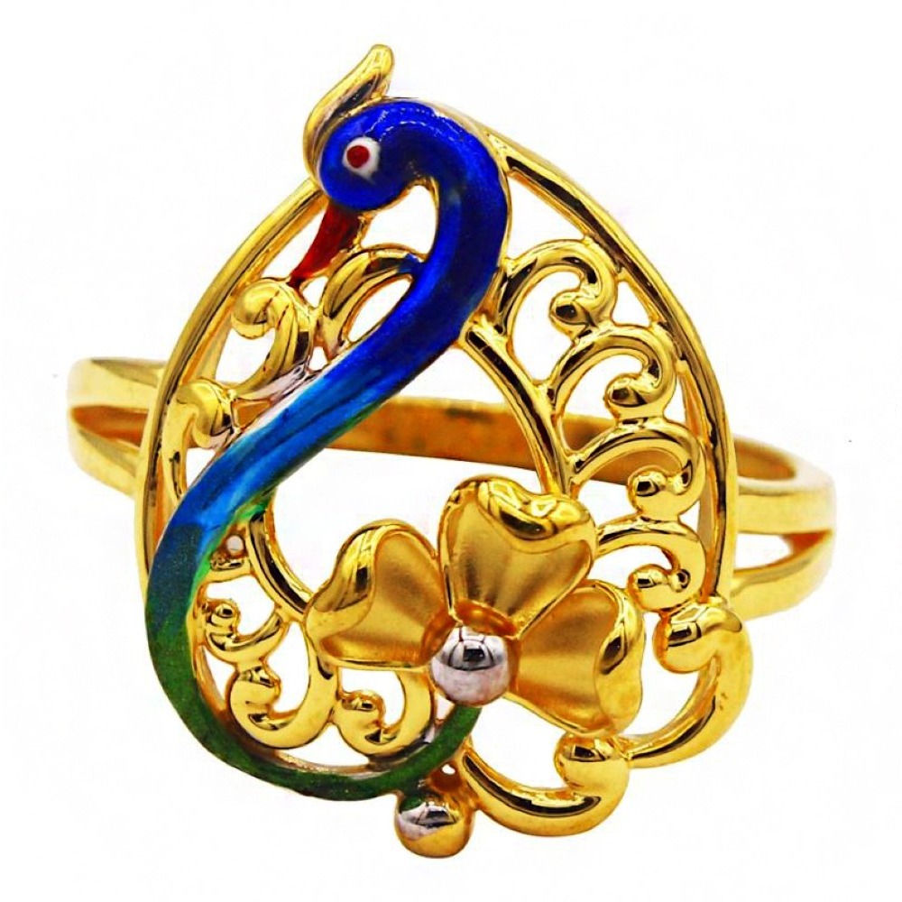 Fine Jewelry 22 Kt  Yellow Gold Peacock Women'S Finger Ring Size 5,6,7