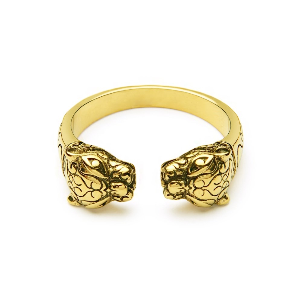 Fine Jewelry 18 Kt Real Solid Yellow Gold Panther Men'S Ring Size 7-12
