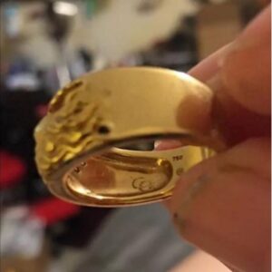 18 K   Yellow Gold Fairy Girl Blowing CZ Stones Bubbles Ring Size 6-8