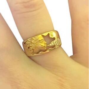 18 K   Yellow Gold Fairy Girl Blowing CZ Stones Bubbles Ring Size 6-8