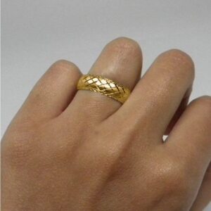 18k hallmark real solid yellow gold diamond cut men's wedding band 5g
