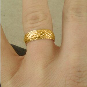 18k hallmark real solid yellow gold diamond cut men's wedding band 5g