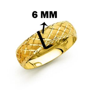 18k hallmark real solid yellow gold diamond cut men's wedding band 5g
