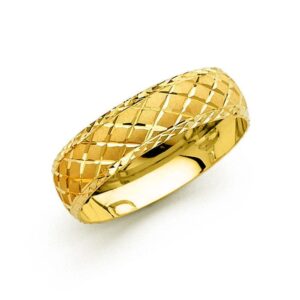 18k hallmark real solid yellow gold diamond cut men's wedding band 5g