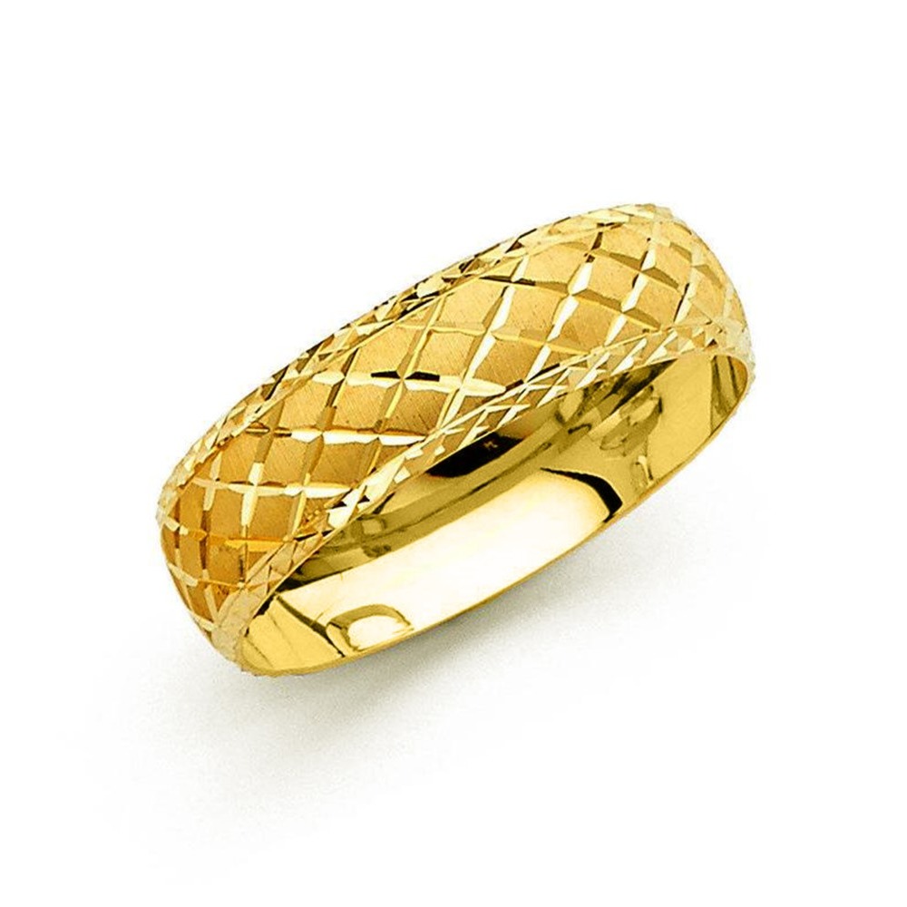 18k hallmark real solid yellow gold diamond cut men's wedding band 5g