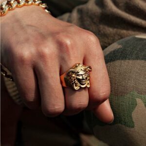 Fine Jewelry 18 Kt   Yellow Gold Medusa Women'S Men'S Ring Size 8-10