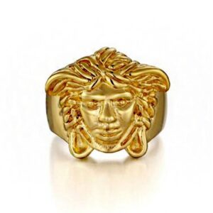 Fine Jewelry 18 Kt   Yellow Gold Medusa Women'S Men'S Ring Size 8-10