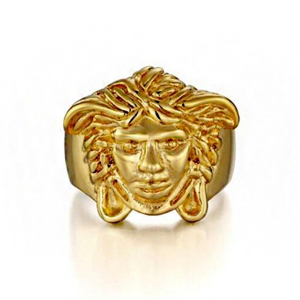 Fine Jewelry 18 Kt   Yellow Gold Medusa Women'S Men'S Ring Size 8-10