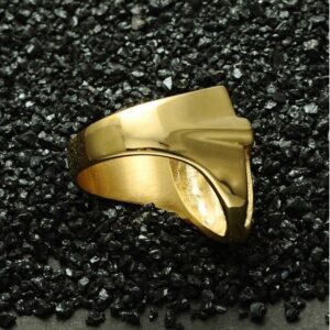18 K   Yellow Gold Cross Chunky Square CZ Stones Men'S Ring Size 8-10