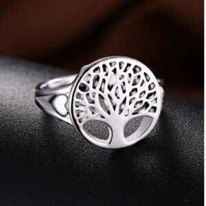 14 Kt Hallmark  Solid White Gold Tree Of Life Engagement Ring Size 5-9