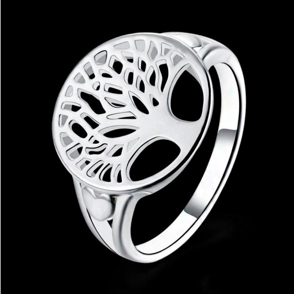 14 Kt Hallmark  Solid White Gold Tree Of Life Engagement Ring Size 5-9