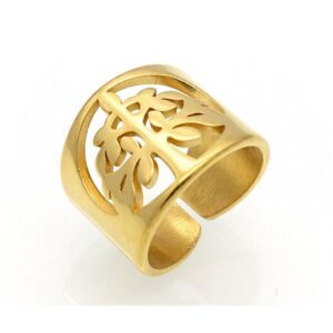 18 K Hallmark   Yellow Gold Hollow Wish Tree Women'S Ring Size 6-9