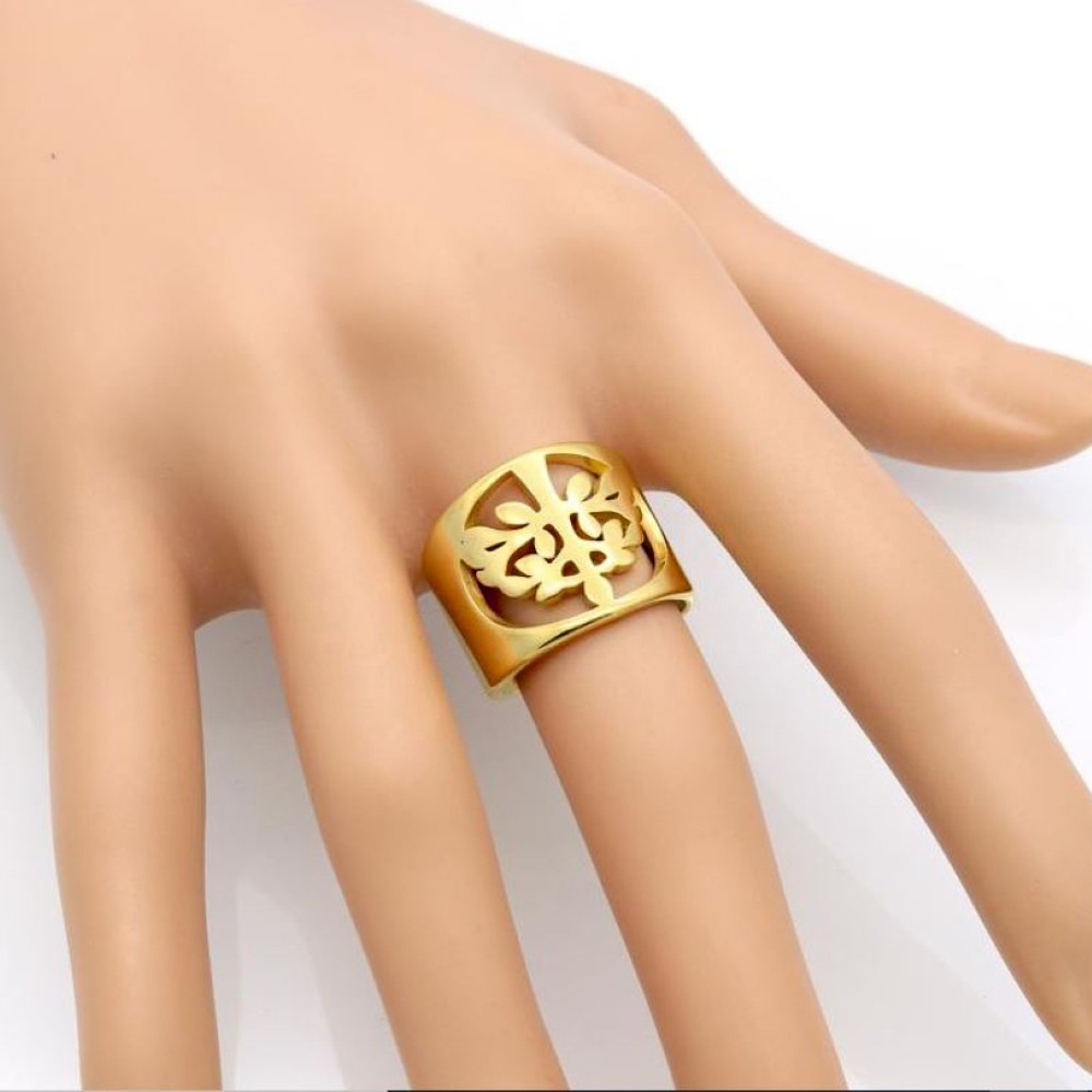 18 K Hallmark   Yellow Gold Hollow Wish Tree Women'S Ring Size 6-9