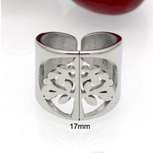18 K Hallmark  Solid White Gold Hollow Wish Tree Women'S Ring Size 6-9