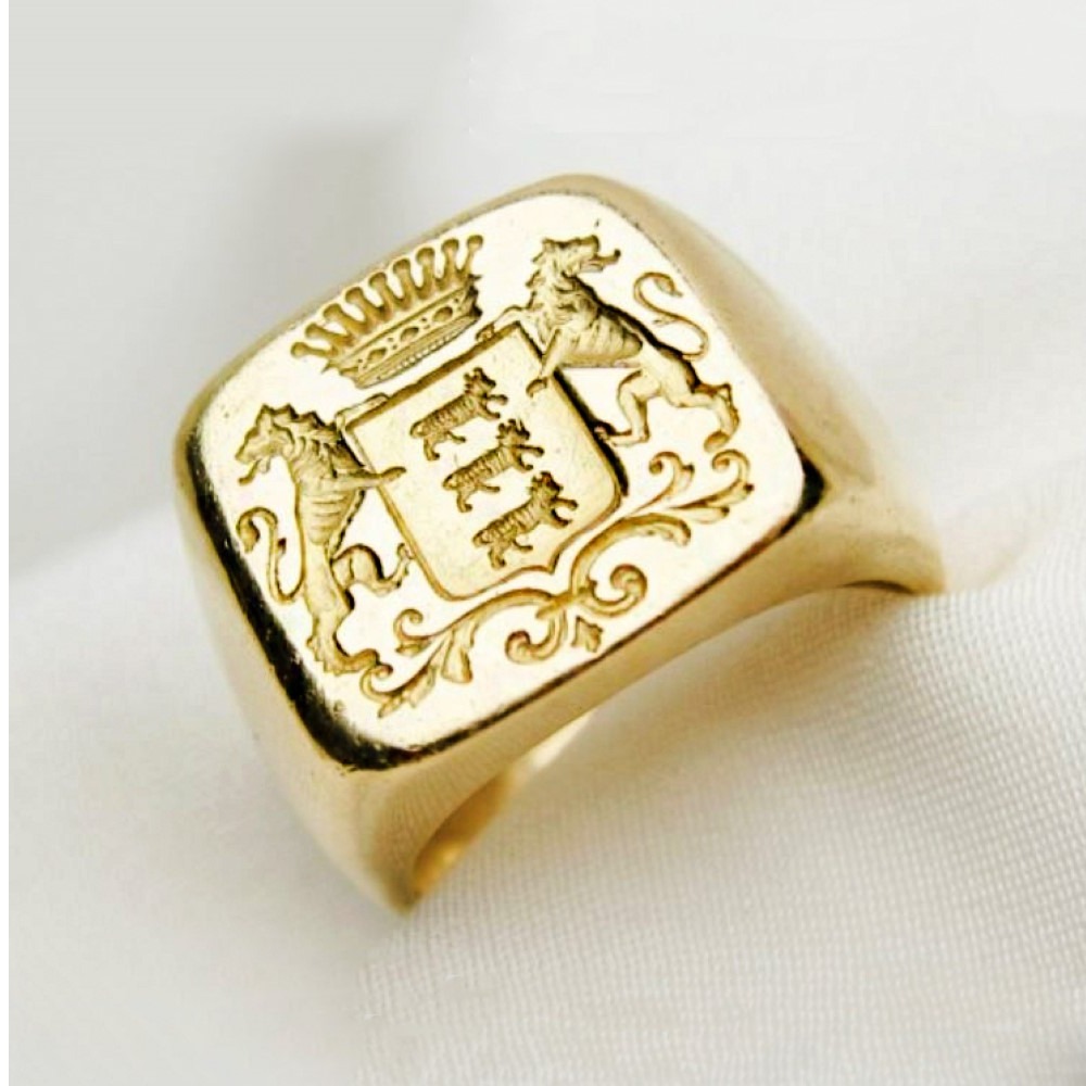 Fine Jewelry 18 Kt   Yellow Gold Victorian Intaglio Ring Size 5 6 7