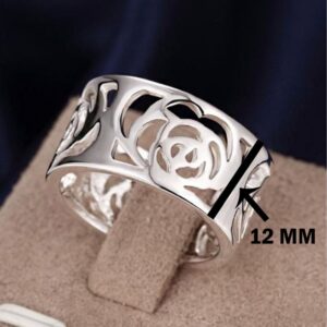 14 Kt   White Gold Engagement Ring Wide 12 MM Wedding Band Size 6-9