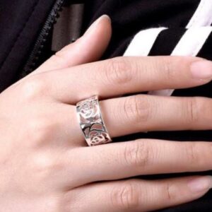 14 Kt   White Gold Engagement Ring Wide 12 MM Wedding Band Size 6-9